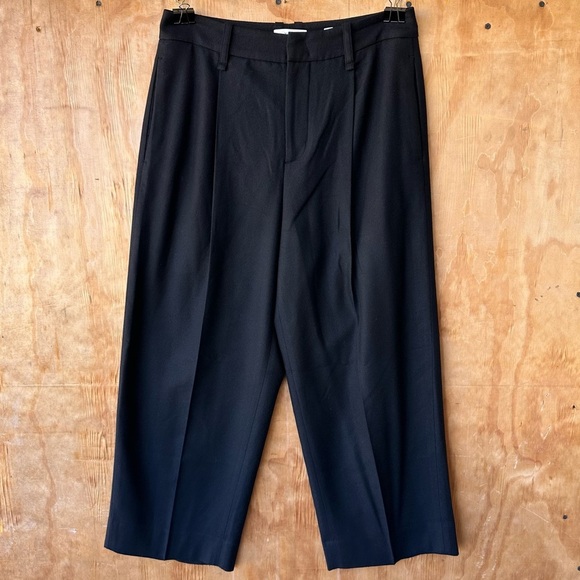 Vince Pleat Front Crop Black Wide Leg Pants - Picture 3 of 16